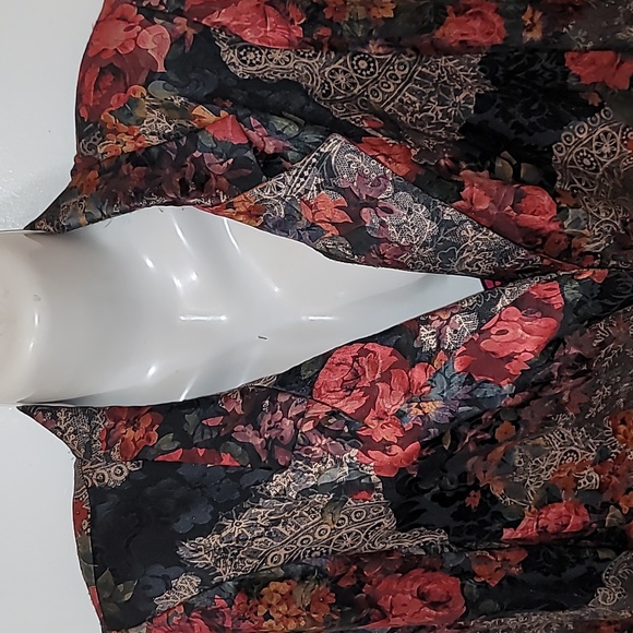 Vintage Blazer Jacket Womens rose print pockets lightweight - Picture 2 of 9